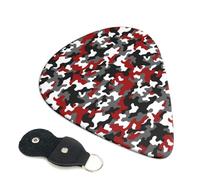 6 Pack Red Grey White Camouflage Guitar Picks - 0.46 0.71 0.93 mm Includes Cool Guitar Picks Thin Medium Heavy Thickness, Electric Guitar Picks for Acoustic Guitar Bass Ukulele
