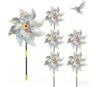 6 Pack Reflective Bird Deterrent Spinners, Windmill Pinwheels, Wind Driven Scare Devices for Garden Yard Farm to Protect Windows Trees Crops from Birds (A)