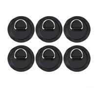6 Pack Replacement D-Ring Patch Kit with Stainless Steel for Inflatable Boat for KAYAK Canoe Raft Black Welded PVC Patches for Water Sports Tie Down Points Attachment Secure