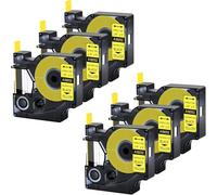 6-Pack Replacement for 18052 Black on Yellow 6mm Compatible with Dymo | 1.5 m Heat Shrink Tube with 3:1 Shrink Ratio Compatible with Industrial Dymo Rhino 1000 3000 4200 5000 and 5200 Printer