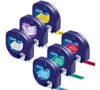 6 Pack Replacement for Dymo Label Maker Refills LetraTag Refills for Dymo 200B Plus LT100H LT100T QX50 Plastic Label Tape 12267 991201 91202 91203 91204 91205,12mm x 4m(1/2" x 13')
