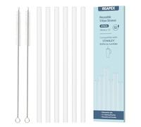 6 Pack Replacement Plastic Straws with 2 Cleaning Brushes, Reusable Long Thick Transparent Straw for Stanley 30oz/40oz Tumblers Water Bottles Cup, Easy to Clean, Food Grade & BPA Free (Round Shaped)