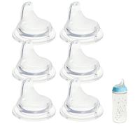 6 Pack Replacement Silicone Spout Compatible with NUK Active and Learner Cups, Clear Silicone Dishwasher Safe No Spill BPA Free Nipple Replacement Spouts