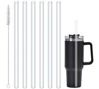 6 Pack Replacement Straws for Stanley 40oz 30oz Adventure Tumbler, Reusable Plastic Straw with Cleaning Brush Compatible with Water Bottle BPA-Free Odorless Eco-Friendly Choice Party, Transparent