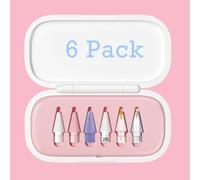 6 Pack Replacement Tips for Apple Pencil 2nd / 1st Generation Nibs - Sensitive and Precise Control iPencil Nib for iPad for Pencil USB C/ 2nd/ 1st Gen Pen (6 Pack with Pink Case)