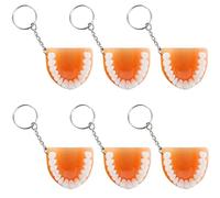 6 Pack Resin Tooth Keychains, 1.8x1.5 Inches Denture Design Hanging Ornament Key Rings, Novelty Gifts Fun Office Supplies, Professional Giveaways, Dental Hygiene Educational Tools, Pendant Key Chain,