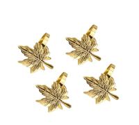 6-Pack Retro Gold Alloy Napkin Rings for Thanksgiving, Fall Table Decor with Maple Leaf Design - Home, Wedding & Party Serviette Holders(C)