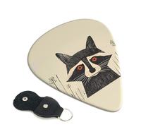 6 Pack Retro Raccoon Graphic Print Guitar Picks, Bass Electric Acoustic Guitar Ukulele Accessories, Heavy Guitar Picks Plectrums with Organizer Bag