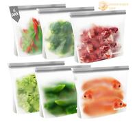6 Pack Reusable Freezer Bags, ReaGold Reusable Sandwich Bag, Silicone Food Bags Ziplock Bags, Gallon Bag for Keeping Lunch, Sandwich, Snack, Fruit, Veg Fresh for Longer