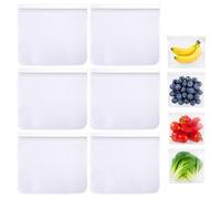 6 Pack Reusable Gallon Freezer Bags, 27 * 28CM/10.6 * 11Inch Extra Large Thick Ziplock Silicone Plastic Leakproof Sandwich Snack Fruits Lunch Food Storage Bags Meal Prep, Dishwasher Safe