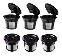 6 Pack Reusable K Cups, Universal Fit Reusable Coffee Filters with Food Grade Stainless Steel Mesh Eco-Friendly Coffee Pods, for 1.0 and 2.0 Brewers