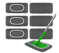 6 Pack Reusable Microfiber Mop Pads - Compatible with Swiffer Sweeper Mop, Washable Dry & Wet Sweeping Cloths Refills for Hardwood Laminate Tile Floor Cleaning, Lint-Free Floor Mop Pads Gray
