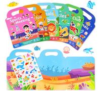 6 Pack Reusable Sticker Books Educational Sticker Set Educational Sensory Learning Toy with Farm,Vehicles,Ocean,Animals,Preschool Stickers Book for Toddlers Boys Girls Aged 3-6