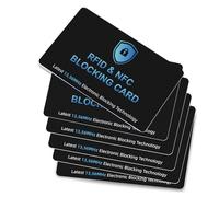6 Pack RFID Blocking Cards Premium Contactless NFC Debit Credit Card Passport Protector Blocker Set for Men & Women, Smart Slim Design Perfectly fits in Wallet/Purse, BlueBlack, Credit Card Size