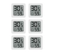 6 Pack Room Thermometer Hygrometer, Humidity Meter LCD Digital Hygrometer Thermometer Humidity Meter Temperature Gauge for Indoor Greenhouse Temperature Sensor Monitor For House(with Battery) (White)