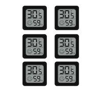 6 Pack Room Thermometer Hygrometer, Humidity Meter LCD Digital Hygrometer Thermometer Humidity Meter Temperature Gauge for Indoor Greenhouse Temperature Sensor Monitor For House(with Battery) (Black)