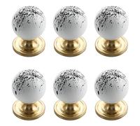 6 Pack Round Ceramic Pulls 25mm Ball Knobs Single Hole Drawer Cabinet Door Knob, Solid Hardware Handles for Kitchen Bathroom Cupboard Dresser Wardrobe Decorative Closet Handle