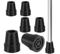 6 Pack Rubber Ferrules 19mm Replacement Rubber End Caps Heavy Duty Cane Tip Non-Slip Stable for Walking Cane Sticks Crutch Foot Pad Hiking Sticks (Black)