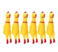 6 Pack Rubber Screaming Chicken Toy Yellow Rubber Squeaking Chicken Toy Novelty and Durable Rubber Chicken, Shrilling Decompression Tool Gadgets
