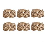 6 Pack Rustic Rattan Woven Napkin Rings for Wedding Dinner Party Table Decor with Farmhouse Charm and Elegant Texture