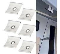 6-Pack RV Awning Hooks for Piping Rail, Compatible with 5/6 mm and 7/8 mm Rails, White Plastic with Metal Grommet for Awning Lights and Accessories