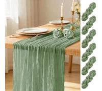 6 Pack Sage Green Table Runner 17 x 108inch Cheesecloth Table Runner Rustic Boho Gauze Sheer Fabric Cheese Cloth Table Runners for Wedding Party Bridal Baby Shower Birthday Spring Table Decor