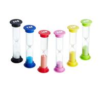 6 Pack Sand Timers for Kids - Colourful Hourglass Sand Timer Set (30s, 1/2/3/5/10 Min) - For Classroom, Game, Home, Office, Kitchen Cooking, Toothbrush Timer for Children, Kids