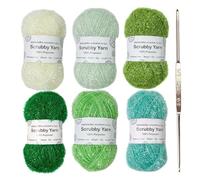 6 Pack Scrubby Shine Yarn with Metal Crochet Thread Thickness 1mm Each Roll 50g About 110 Meters Long Crocheting Yarn for Dishcloths Crocheting Weaving Yarns for Dish Towels Home Decor Craft Projects