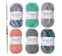 6 Pack Scrubby Shine Yarn with Metal Crochet Thread Thickness 1mm Each Roll 50g About 110 Meters Long Crocheting Yarn for Dishcloths Crocheting Weaving Yarns for Dish Towels Home Decor Craft Projects