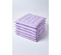 6 Pack Seat Pads Luxury 100% Cotton Indoor Outdoor Garden Cushion, 40cm Homescapes Mauve 40cm x 40cm