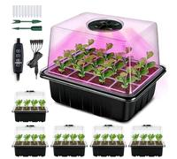 6 Pack Seed Trays with Grow Light, Mini Greenhouse Propagator kit with Lids