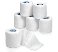 6 Pack, Self Adherent Cohesive Tape - 2” x 5 Yards, Self Adhesive Bandage Rolls & Sports Athletic Wrap for Ankle, Wrist, Knee Sprains and Swelling, Vet Wraps in White Color