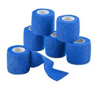 6 Pack, Self Adherent Cohesive Tape - 2” x 5 Yards, Self Adhesive Bandage Rolls & Sports Athletic Wrap for Ankle, Wrist, Knee Sprains and Swelling, Vet Wraps in Blue Color