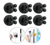 6 Pack Self Adhesive Hooks, Toothbrush Holders for Hanging Towel Key Clothes Plug Cable, Silicone Decoration Hook Stick to Wall Door, Functional Utility Holder for Kitchen Bathroom Home Office, Black