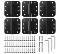 6 Pack Self-Closing Door Hinges 4 Inch, Adjustable Tension, Door Hinges 5/8" Radius Corners, Stainless Steel for Garage, Front, Back & Interior Doors, Left & Right Hand (Matte Black)