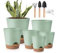 6 Pack Self Watering Pots Indoor, Plastic Flowers Pots for Indoor Outdoor Plants, Self Watering Planters With Drainage Hole and Saucers,Planter for Garden Plants,Plant Pots 8/7/6.5/6/5.5/5 Inch