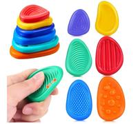 6 Pack Sensory Fidget Stones for Kids - Textured Anxiety Relief Toys for Autism, ADHD & Stress - Soft Worry Stones for Calming, Focus & Social Emotional Learning (Multiple Textures)