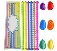 6 Pack Sensory Toys Set with Textured Stretchy Sensory Sticks and Stones, Colourful Quiet Calming Toys for ADHD, Ideal for Kids and Adults, Essential for Classroom, Office, and Travel Activities