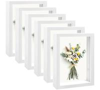 6 Pack Shadow Box Picture Frame, 5x7 Shadow Boxes Display Cases Wood Shadow Box Set for Dried Flowers, DIY Craft, Memorabilia, Medals, Photos, Wall Tabletop Display (5 x 7 Inch, White)