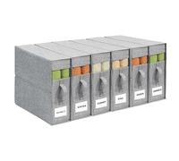 6 Pack Sheet Storage Box (King & Queen Size) with handle, Foldable Sheet Set Organizer for Closet, Sheet Organizer for Blanket, Coverlet and Towel, Grey