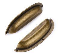 6 Pack Shell Cup Handles, Vintage Drawer Pull Handles, Semi Circle Retro Solid 128mm Hole Center Cabinet Handles for Drawer,Cupboard, Dresser