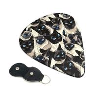 6 Pack Siamese Cat Blue Eyes Pattern Guitar Picks - 0.46 0.71 0.93 mm Includes Cool Guitar Picks Thin Medium Heavy Thickness, Electric Guitar Picks for Acoustic Guitar Bass Ukulele
