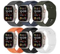 6 Pack Silicone Bands Compatible with Apple Watch Ultra 2 Bands 49mm 46mm 45mm 44mm 42mm,Sport iWatch Bands for Men Women Series 10 9 8 7 6 5 4 SE Ultra