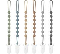 6 Pack Silicone Pacifier Clip with One-Piece Design for Baby Boys and Girls, BPA Free Soft Flexible Binky Clips with Texture for Baby Essentials… (Dark Gray)