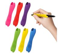 6 Pack Silicone Pencil Grips for Children & Adults, Ergonomic Dual-Head Design for right and left-hand users, Silicone Holders for Handwriting, Drawing and Coloring - Improve Grip Control (6 Colors)