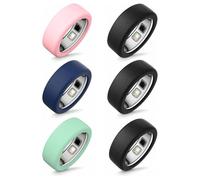 6 Pack Silicone Ring Cover for Oura Ring 5, Smart Ring Protector Sleeve, Anti-Scratch Elastic Ring Case for Daily Wear, 3 Black + Navy Blue + Pink + Mint Green Size M Fits 10 11 12 13