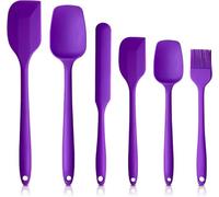 6-Pack Silicone Spatula Set Heat Resistant Non-Stick Stainless Steel Core Food Grade BPA Free Rubber Spatulas Kitchen Baking Tools Cooking Utensils Cookware Turner Tongs (Purple)