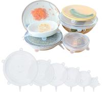 6 Pack Silicone Stretch Lids,Various Sizes Reusable Food Cover,Stretch and Seal Lids for Bowls Pans Cups Jars,Heat Resistant, Microwave and Dishwasher Safe,BPA Free