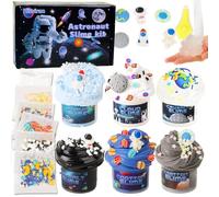 6 Pack Slime Kit for Kids, DIY Astronaut Space Slime with Foam Beads & Charms, Non-Sticky Fluffy Cloud Crystal Slime Making Craft Kit, Birthday Party Favors Gift for Boys Girls Age 6-12(Starry Sky）