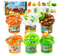 6 Pack Slime Kit for Kids, DIY Dinosaur Theme, Cloud Butter Crystal Slime